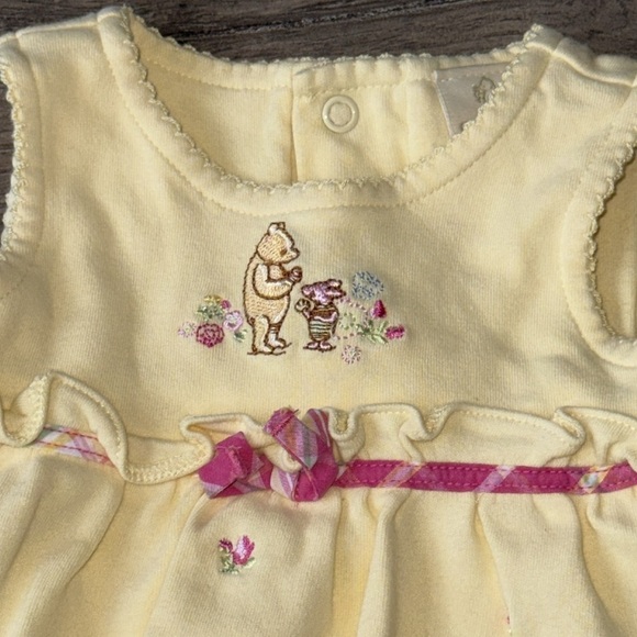 *SOLD*Classic Pooh Yellow Baby Summer Dress with Pink Accents - Picture 2 of 5